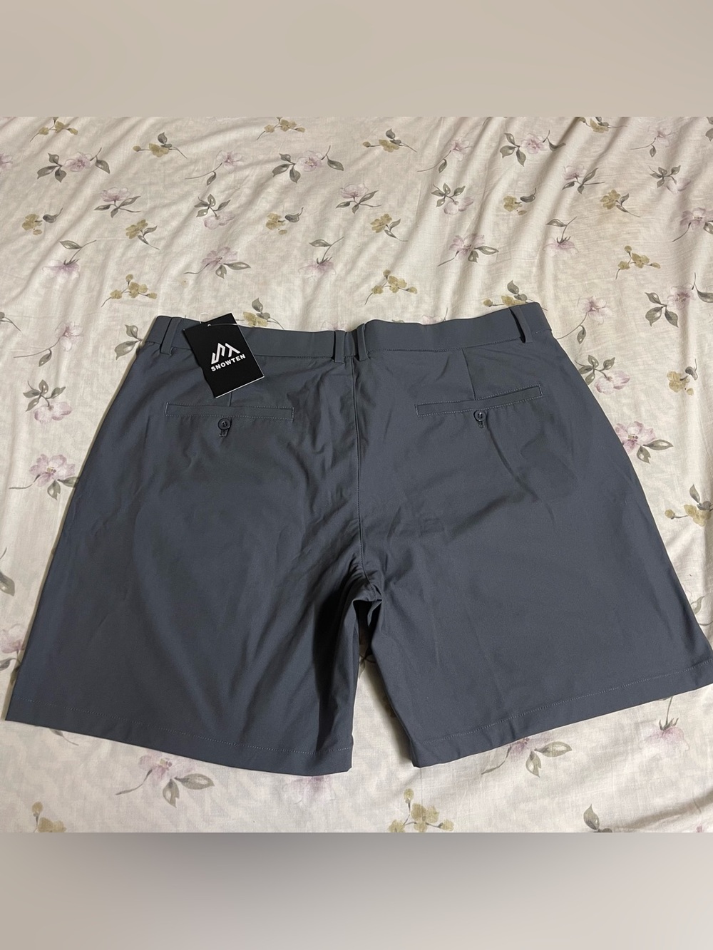 Men's Dark Grey Flat-Front Performance Shorts - Picture 4 of 9